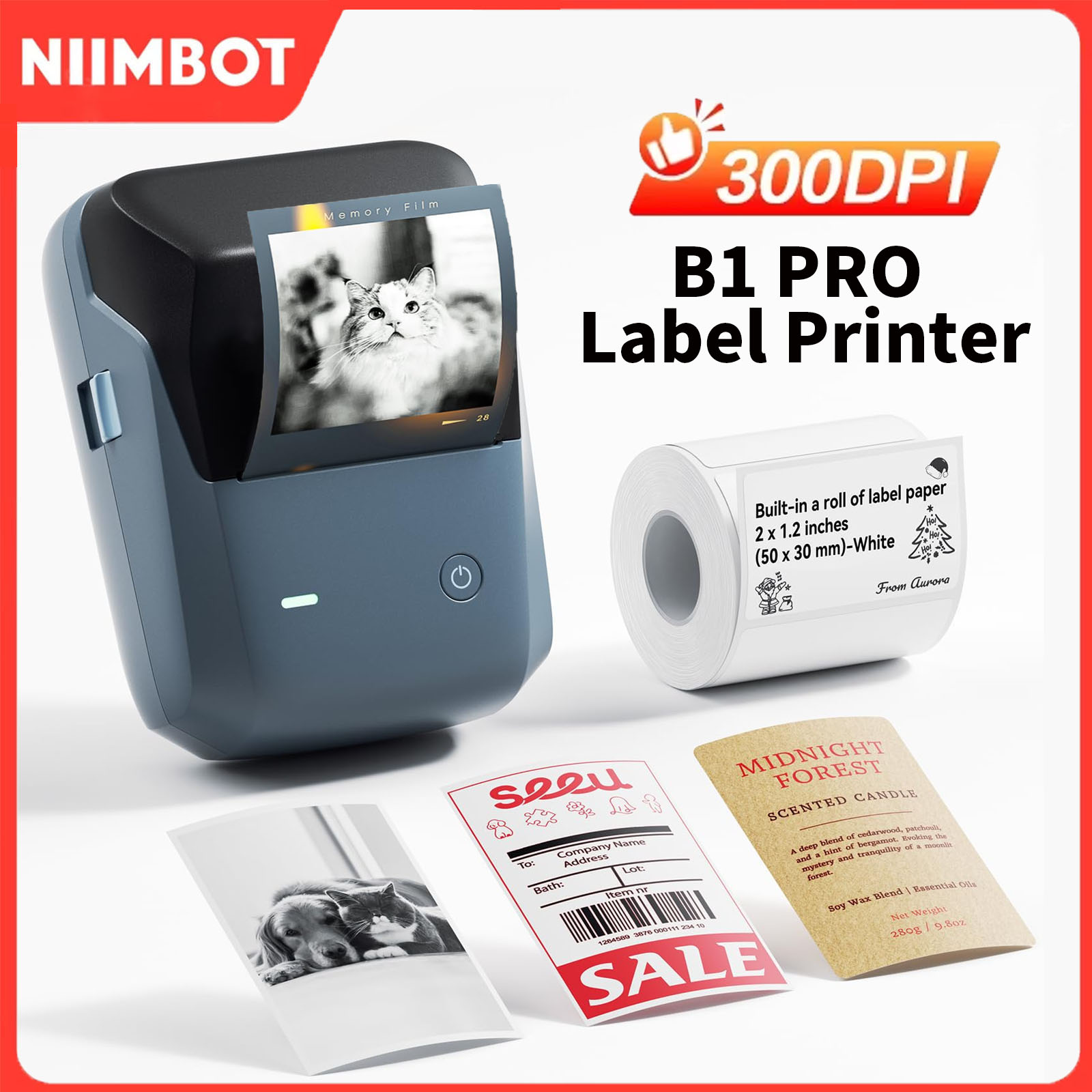 Commercial Printing Network - Imprimante d'étiquettes Niimbot B1/B1PRO, 200/300 DPI,