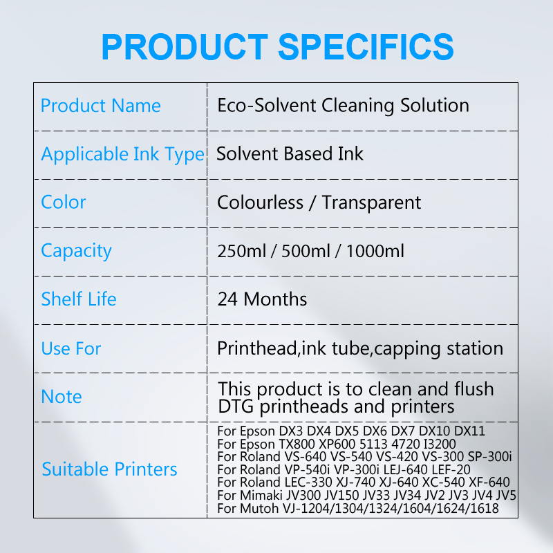 Solution de nettoyage d'encre  - Eco Solvent Ink Cartridge avis et prix